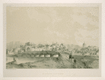 Vue du pont & de la ville de Khoûm [Qum].