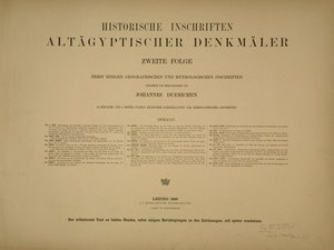 Historische inschriften altägyptischer denkmäler. 