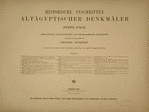 Historische inschriften altägyptischer denkmäler