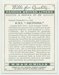 R. M. S. "Aquitania".