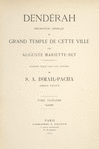 Dendérah : description générale du grand temple de cette ville. Tome troisième. Planches. [Title page]
