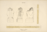 Abydos. Temple d'Osiris. Statue du granit. a. Sur le manche du sistre; b. Sur le dossier; c. Sur le socle.