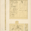 Abydos. [Nécropole.] a. Stèle; b. Table d'offrandes; c. Montant de la porte d'entrée d'un tombeau.