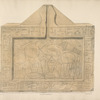 Stone tablet or altar: an offering represented within a border of Hieroglyphics, found in a tomb at Thebes. Discovered by the Earl of Belmore, 1818. Same size as the  original.