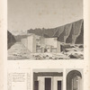 1-3. Vue particulière et coupes d'un temple égyptien, situé à Douch el Qala'h; 4. Détail d'une voute peinte, au même lieu