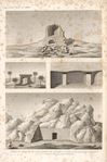 1. Porte de l'enceinte du grand temple d'el Khargeh [el-Kharga]; 2-4. Vues d'une catacombe égyptienne et d'un tombeau romain des environs