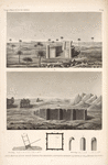 1. Monument au sud du grand temple d'el Khargeh [el-Kharga]; 2,3. Enceinte romain à 4 lieues du n.-e.; 4,5. Détails de l'oasis.