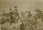 Lafayette with military personnel in cold weather