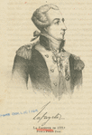 Lafayette [facsimile signature]. La Fayette in 1777. From a French print