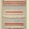 a-c) Cuffs of women's blouses, flouced, ornamented on the folds with cotton crosses, Volovec