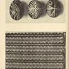 a) Painted Easter eggs, Rakhovo; b) Woollen woven material for "zapaski," Jasina.
