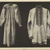 a) Woman's blouse (sewn underneath), Lyubna; b) Man's shirt (bottom of town cut), Rosuška