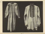 a) Woman's blouse (sewn underneath), Lyubna; b) Man's shirt (bottom of town cut), Rosuška