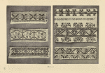 a-b) Embroidered sleeves of women's blouses, Poroškovo; c-d) Embroidery of cuffs of shirts in the form of crosses, Golubinoye; e) Id., Poroškovo