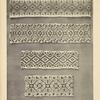 Shoulder pieces of women's shirts embroidered with crosses: a-b) Vyšniye Verecki, c-d) Kičurno.