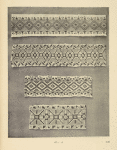 Shoulder pieces of women's shirts embroidered with crosses: a-b) Vyšniye Verecki, c-d) Kičurno.