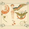 Abstract design based on flowers, angels, birds, beetles