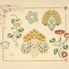 Abstract design based on leaves and trumpet-shaped flowers