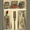 Boîtes à sel, battoir de cuisine et fragment de bois incisé