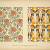 Design based on birds and flowers; design based on flowers and leaves