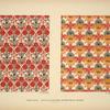Design based on red vegetal shapes; orange and red vegetal shapes