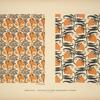 Design based on orange vegetal shapes; design based on orange berries