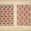 Design based on fans and vines; design based on red and black vegetal shapes