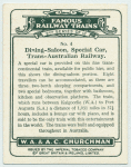Dinging -saloon, special car, Trans-Austrialian Railway.