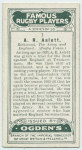 A. R. Aslett, Richmond, The Army and England. (Rugby Union.)