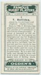 T. Holliday, Aspatria, Cumberland, and England. (Rugby Union.)