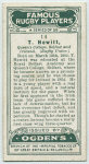 T. Hewitt, Queen's College, Belfast, and Ireland. (Rugby Union.)