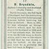 D. Drysdale, Oxford University and Scotland. (Rugby Union.)