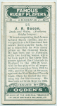 J. A. Bacon, Leeds and Wales. (Northern Rugby League.)