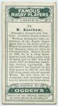 W. Bentham, Broughton Rangers and England. (Northern Rugby League.)