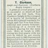 T. Clarkson, Leigh and England. (Northern Rugby League.)