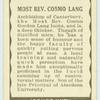 Most Rev. Cosmo Lang.