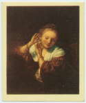 Rembrandt.  Girl trying on earring.