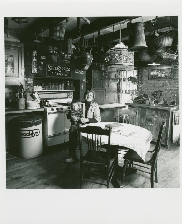 Bill Saari & son Ian. 104 Prospect Pl. Park Slope, Brooklyn. February 9, 1978.