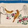 Birds of China. [Yellow birds on branch with pink flowers]