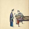 Two women with baskets of moths