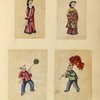 Woman ; Woman ; Boy ;  Boy holding a large fish toy