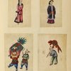 Woman ; Woman ; Boys with a dragon costume ; Boy with a fish toy