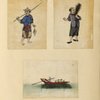 Fisherman ; Man carrying a feather ; Barge