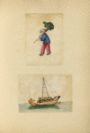 Boy carrying a fish toy ; Boat
