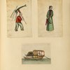 Boy carrying a large insect toy ; Woman ; Boat with two people rowing