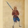 Man with long-handled blade