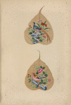 Two birds painted on leaves