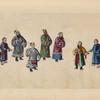 Large group, two figures wearing masks.