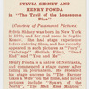 Sylvia Sidney and Henry Fonda in "The trail of the lonesome pine."