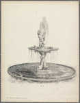 Fountain with child figure holding dolphin, and dolphins comprising base